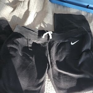 Nike Kids Black Sweatpants with White Swoosh